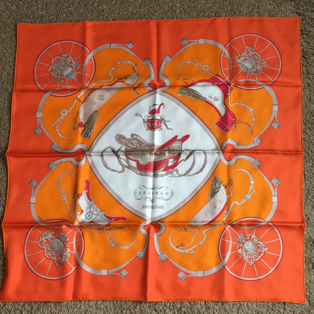 Hermès Paris Carriage Scarf with Knotting Cards